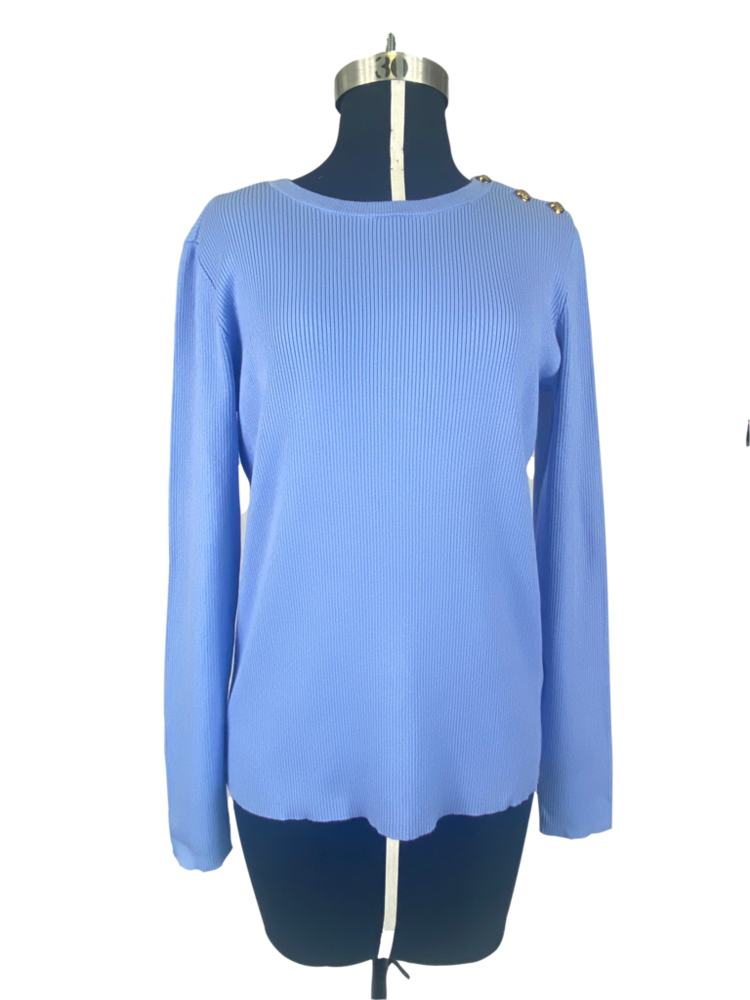 Blusa de punto azul - L